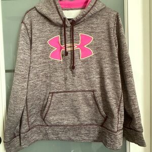 Under Armour Heathered Gray Hoodie with Pink Logo